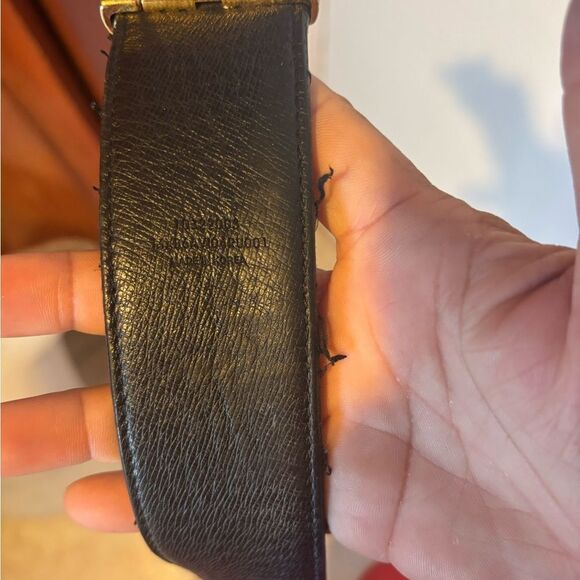 MCM Claus Leather Belt Red Gold logo wide dress suit belt accessory main image 7